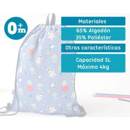 KioKids Bolsa de Almuerzo Azul de Algodón y Poliéster para Guardería, Colegio +0 meses, Capacidad 5L