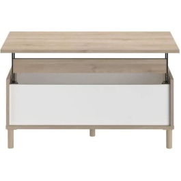 Parisot Mesa de centro elevable MORPHOS MORPHOS0400TABA Rectangular Blanco/Roble L 100 x P 50 x H 43,6 cm