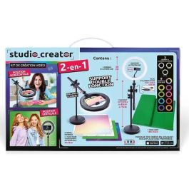 Canal Toys INF027 Studio Creator Kit Estudio de Vídeo 2 en 1 Anillo Luz LED Multicolor, Trípode Móvil y Fondo Verde XL 180x150cm