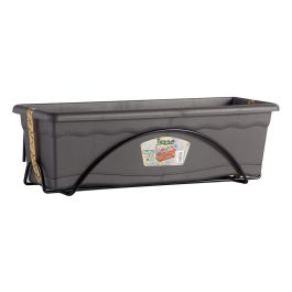 Plastiken Jardinera Balconera con Plato Integrado 60x24cm Antracita + Soporte Metálico Precio: 14.49999991. SKU: S7907617