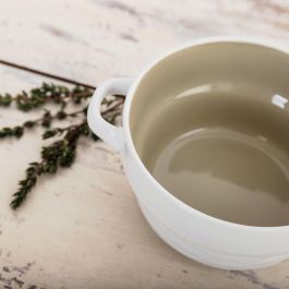 Quid Bol Cerámico Vita 50 cL Juego de 6 Bicolor con relieves orgánicos Apilable Apto Lavavajillas Microondas Diseñado en España