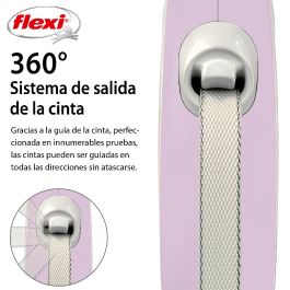 Flexi Correa Retráctil New Comfort Talla S de Cinta 5 Metros Rosa con Freno Preciso y Compatible con Accesorios LED/Multi Box