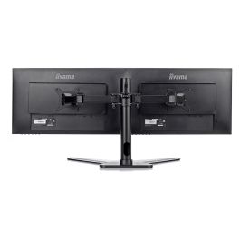 iiyama DS1002D-B1 Soporte de Mesa para 2 Pantallas, Ajuste de Altura, 10 kg por Pantalla, VESA 100x100/75x75 mm, Para Pantallas 10''-30'', Negro