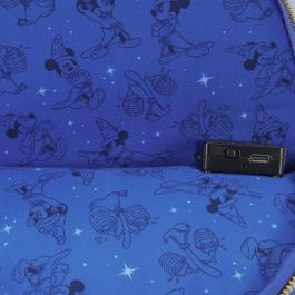 Loungefly Mochila Disney Mickey Fantasía 26cm de Cuero Sintético con Estrellas Luminosas para Adultos y Niños
