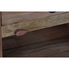 DKD Home Decor Mesita de Noche Colonial Madera Maciza Acacia Natural Dorado 32x65x45 cm (2 Unidades)