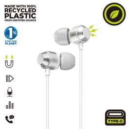 Muvit Auriculares Magnéticos M32 USB Tipo C, Estéreo, Almohadillas Ergonómicas, Plástico Reciclado