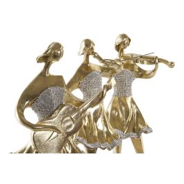 DKD Home Decor Figura Decorativa Bailarina Músico Romántico de Resina Dorado y Negro 12 x 41.5 x 20 cm Set de 3 Unidades