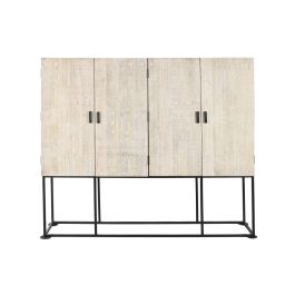 DKD Home Decor Armario Indio Desmontable Blanco Negro de Mango y Metal, 180 cm Ancho x 40 cm Fondo x 160 cm Alto, 4 Puertas, 2 Cajones