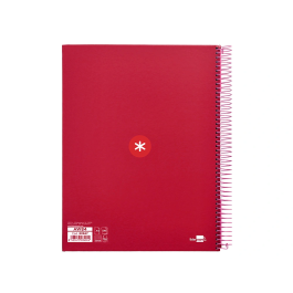 Antartik Cuaderno espiral micro a4 tapa forrada 120h cuadro 5mm 5 bandas 4 taladros color frambuesa