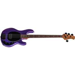 Sterling StingRay Ray34 Rm/R - Bajo Eléctrico Purple Sparkle con EQ 3 bandas y pastillas Alnico Humbucking