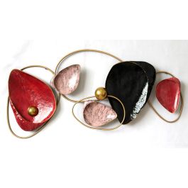 DKD Home Decor Decoración de Pared Estilo Sixties Abstracta Metal Negro Rojo Dorado 10 x 65 x 123 cm