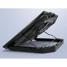 Conceptronic THYIA02B Soporte Base Refrigeración Portátiles Gaming 17" RGB 2 Ventiladores Silenciosos Pantalla LCD 4 Niveles USB Negro