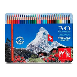 Caran d' ache Lápices de Colores Acuarelables Caja Metálica 30 Colores Surtidos