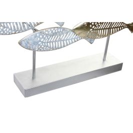 DKD Home Decor Decoración Mediterránea de Pared Peces Metálica Azul Dorado 39.5 x 65.4 x 9 cm (Set 2 Unidades)
