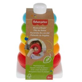 Fisher-Price Grf09 Juguete Pirámide Balanceante Bebés +9 Meses, Apilar 5 Aros de Colores, Base de Balanceo, Materiales Vegetales