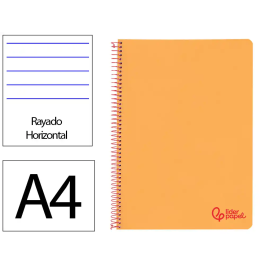Liderpapel Cuaderno Espiral A4 Wonder Tapa Plástico 80 Hojas 90gr Rayado Horizontal con Margen Color Naranja Precio: 14.58999971. SKU: B16APDFCLK