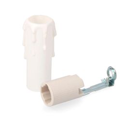 Solera Portalámparas e-14 porcelana con vela mediana blanca, 250V, uso interior, 44125+44126
