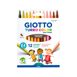 Giotto Rotulador Turbo Color Skin Tones Lavable Punta Bloqueada Caja 12 Colores Surtidos