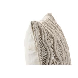 DKD Home Decor India 24 Cojín Boho Crudo Algodón 45 x 45 cm (2 Unidades) Hecho a Mano con Bmacramé
