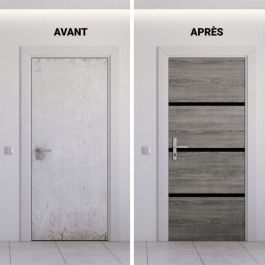 Nordlinger Pro NOR3354768905143 Kit de renovación de puertas 4 hojas 85x50 cm, 3 perfiles negros 85x2 cm Roble Greige