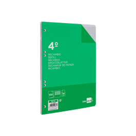 Liderpapel Recambio Cuarto 100 Hojas 60gr Milimetrado 2mm Sin Margen 6 Taladros