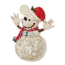 Enesco Figura Disney Mickey Muñeco de Nieve - Resina de Piedra, 17 cm