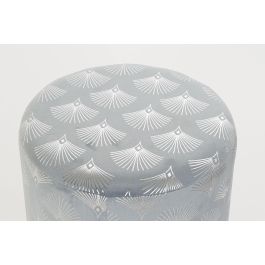 DKD Home Decor Reposapiés Glam para Salón Dormitorio en Poliéster y Metal, Azul y Dorado, 35 cm Largo x 35 cm Ancho x 43 cm Alto