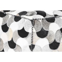 DKD Home Decor Pouf Colonial Marron Negro Piel Poliester 45 x 40 x 45 cm