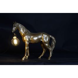 DKD Home Decor Lámpara de Sobremesa Moderna con Forma de Caballo Dorada de Resina E27 50W 16.5x47x59.5 cm