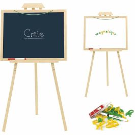 Jeujura Caballete de Madera Creativo con Pizarra Reversible Magnética para Tiza y Fieltro, incluye Letras, Tiza y Caja, 105cm, +3 años Jeujura Caballete de Madera Creativo con Pizarra Reversible Magnética para Tiza y Fieltro, incluye Letras, Tiza y Caja, 105cm, +3 años