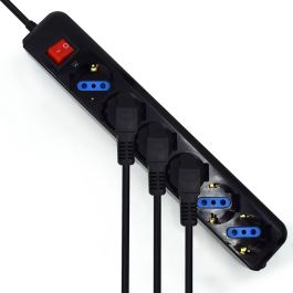 Regleta Enchufes 6 Tomas con Interruptor Ewent EW3924 Schuko Negro (1,5 m)