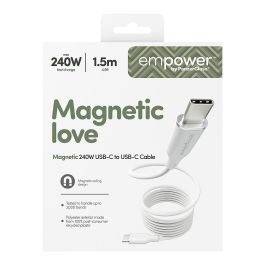 PanzerGlass empower Magnetic Cable USB-C to USB-C 240W, USB 2.0, 1.5m, Color Blanco Plateado, 1 Unidad