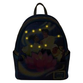 Loungefly Mochila 15th Aniversario Tiana y El Sapo Disney 26cm Piel Vegana Detalles Metálicos LED