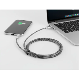 Q-connect Cable USB-C a USB-A Nailon Trenzado 1m Blanco