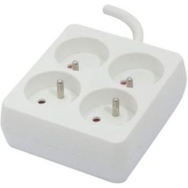 Chacon Bloque Regleta Eléctrica Cuadrada 4 Tomas 16A, Cable 1.5m 3x1.5mm², 3500W 230V - Blanco