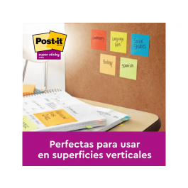 Post-it Bloc de Notas Adhesivas Super Sticky Carnival 76x127 mm Pack 6 Blocs Colores Surtidos Certificado PEFC