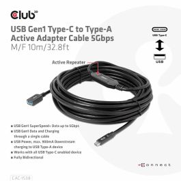 Club3D Cable USB 3.2 Tipo C a USB Tipo A 5Gbps Macho/Hembra 10m