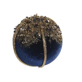 DKD Home Decor Adorno Colgante Navidad Alpina Poliéster Azul Dorado 4x14x14 cm Surtido Aleatorio 12 Unidades