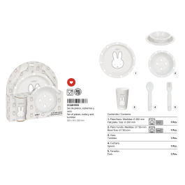 Set de vajilla infantil Miffy Niebla (5 Piezas)