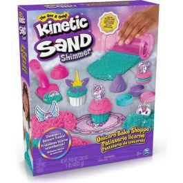 Spin Master 6065201 Kinetic Sand Set Pastelería Unicornio con Brillo y Neón, Moldes y Accesorios para Niños +3 Años