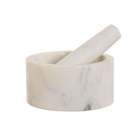 DKD Home Decor Mortero Urban de Mármol Blanco 12.5 x 12.5 x 6.5 cm