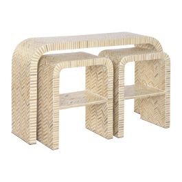 DKD Home Decor Consola Tropical Marron Blanco 30 x 70 x 120 cm Set de 3 Piezas Bambu y Resina Raviet Precio: 188.50000004. SKU: B1DLX369LW