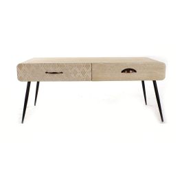 Mesa de Centro DKD Home Decor Negro Multicolor Cobre Natural Metal Madera de Paulonia Madera MDF 100 x 52 x 42,5 cm 100 x 52 x 7