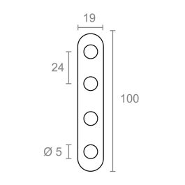 Edm Placa Unión Recta Plc14 Acero Inoxidable 100 x 19 x 2 mm 4 Unidades