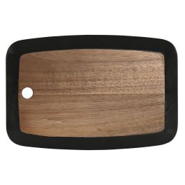DKD Home Decor Tabla de Cortar de Cocina Moderna de Pizarra y Madera de Acacia, Colores Negro y Natural, Medidas 30 x 20 x 1.8 cm