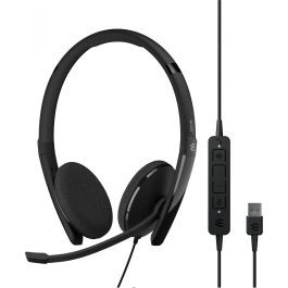 EPOS Auriculares Adapt 160T USB II para Oficina y Centro de Llamadas, Binaurales, Diadema, Conexión USB, Micrófono con Cancelación de Ruido, Color Negro