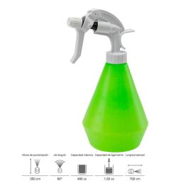 Dimartino Vaporizador Pulverizador 0,5L, Verde, Polietileno, Jet 60°, Aerosol 700cm