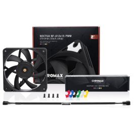 NOCTUA NF-A12x15 PWM chromax.black.swap Ventilador para PC de 120mm, Negro, 12 cm, 4 Pines, Flujo de Aire 94.2 m³/h