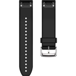 Garmin QuickFit 22mm Correa de repuesto de silicona negra/plateada