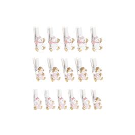 DKD Home Decor Pinza Navidad Fantasia MDF Blanco Rosa | Adorno Decoración Navideña | Pack de 12 Unidades Surtidas | Set de 5 Piezas (1x5x3 cm)